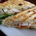 Roasted Chicken, Brie, and Apricot Panini on Rosemary Foccacia