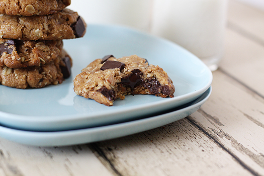 cookieswithalmondbutter Almond Butter Cookies with Oatmeal and Chocolate Chips