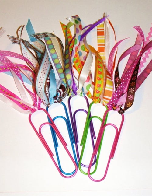 Ribbon paperclip bookmark