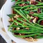 garlic and bacon sauteed green beans with walnuts