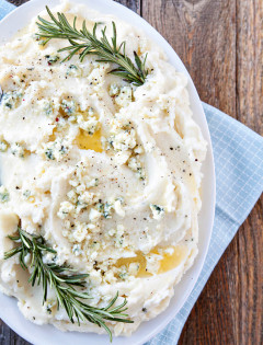 Blue Cheese Mashed Potatoes Recipe - Mashed Potatoes Featuring Rosemary and Blue Cheese - Thanksgiving Side Dish