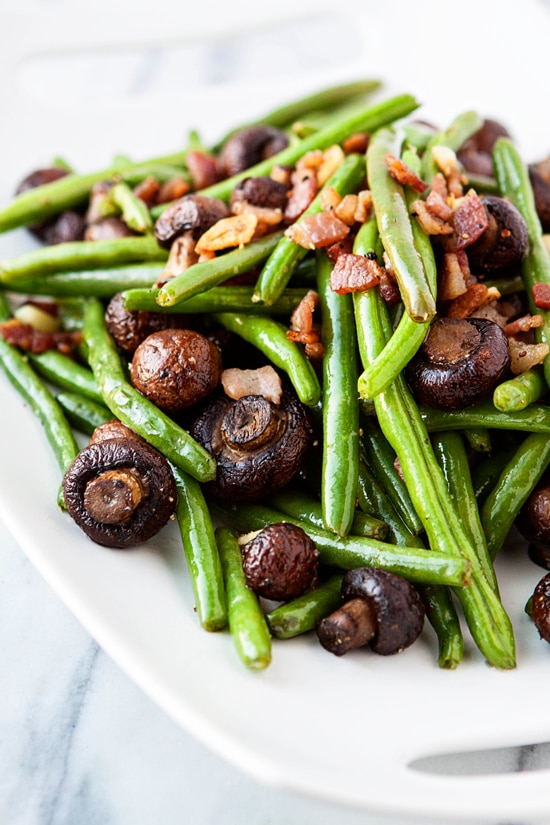 Garlic Bacon Sautéed Green Beans with Roasted Mushrooms Good Life Eats