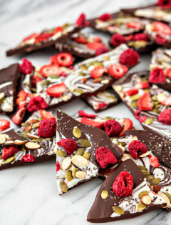 Bittersweet Chocolate Swirl Fruit and Nut Bark - Super Foods Bark for Homemade Holiday Gifting
