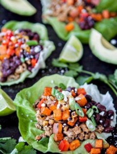 Black Bean, Sweet Potato and Chicken Lettuce Wraps