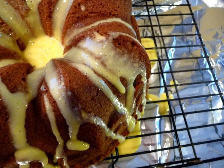 photo of cranberry orange cake with sweet orange glaze