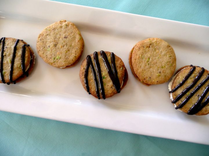 overhead photo of cannoli cookies on a white plate