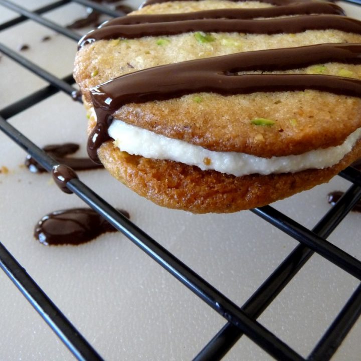 photo of a cannoli cookie on a cookie cooling rack