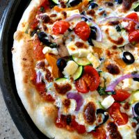 Supreme Veggie Pizza with Mozzarella and Feta grilled pizza recipe
