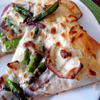 Grilled Asparagus and Red Onion Pizza