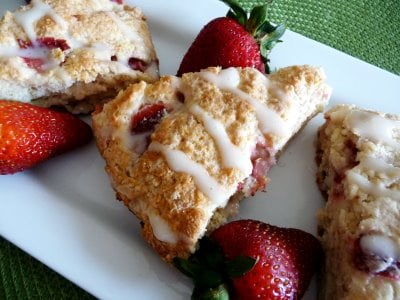 Strawberry Mascarpone Scones with Honey Milk Glaze