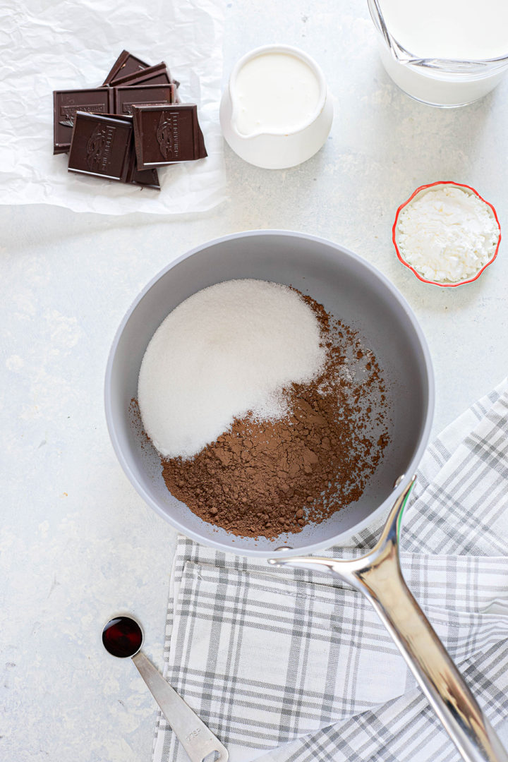 photo showing the first step in making a chocolate gelato recipe
