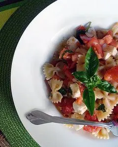 Pasta with Fresh Basil, Tomatoes, and Mozzarella