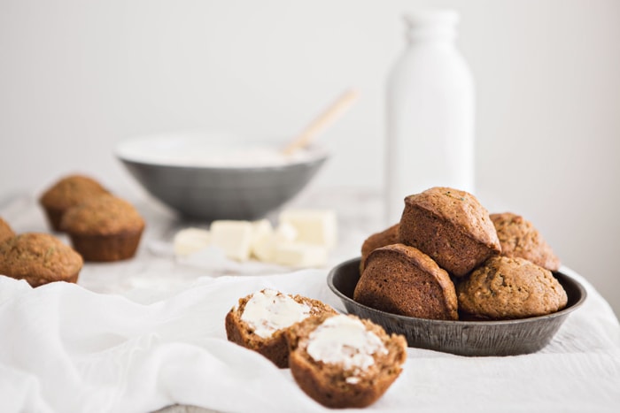 Zucchini Muffin Recipe on a breakfast table