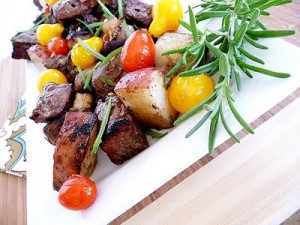 Steak, Potato, and Portobello Kebabs