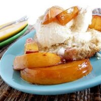 Cinnamon Shortcakes with Roasted Nectarines and Vanilla Ice Cream