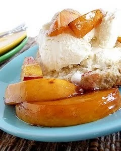 Cinnamon Shortcakes with Roasted Nectarines and Vanilla Ice Cream