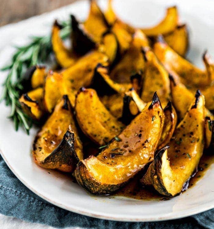 Acorn Squash Recipe for Thanksgiving - Apple Cider Roasted Squash with Rosemary