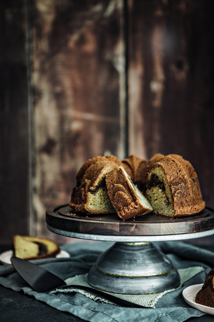 Cardamom Cake Photo on Cake Stand with recipe