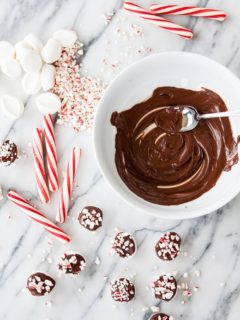Homemade Chocolate Dipped Candy Cane Marshmallows