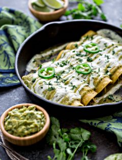 Chicken, Black Bean, and Spinach Enchiladas with Tomatillo Enchilada Sauce picture
