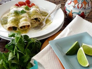 Chicken and Spinach Enchiladas with Tomatillo Sauce