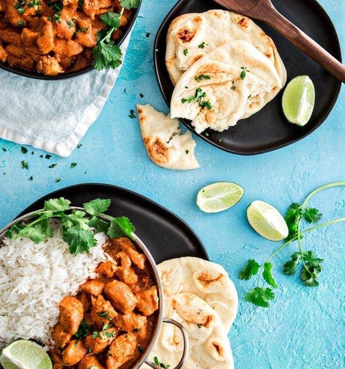 Indian Butter Chicken with Basmati Rice is a delicious, Indian recipe featuring tender chicken in an Indian spiced creamy, tomato based sauce featuring the flavors of garam masala. 