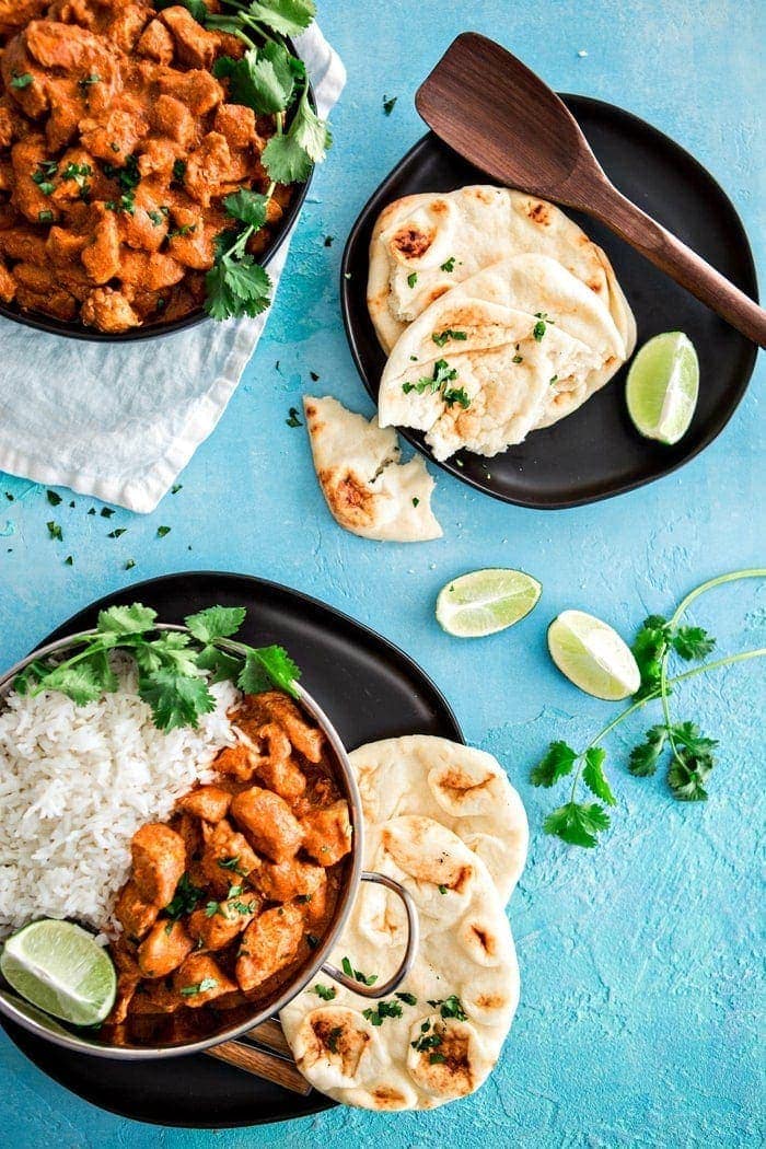 Indian Butter Chicken with Basmati Rice is a delicious, Indian recipe featuring tender chicken in an Indian spiced creamy, tomato based sauce featuring the flavors of garam masala. 