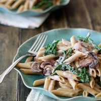 Pasta Alfredo with Broccoli and Mushrooms