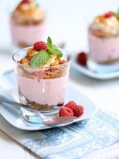 No Bake Raspberry Cheesecake Pots