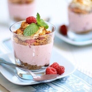 No Bake Raspberry Cheesecake Pots