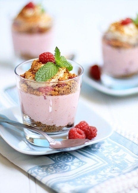 No Bake Raspberry Cheesecake Pots