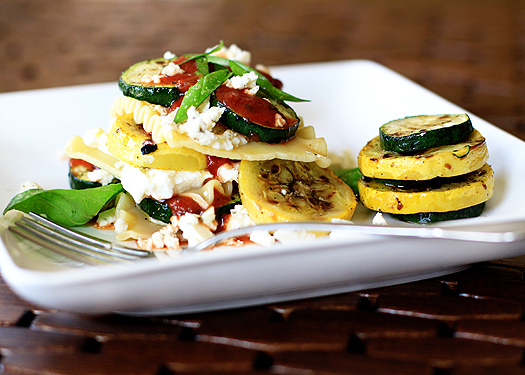 no bake grilled vegetable lasagna with feta