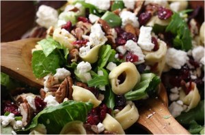 Tortellini Salad with Feta, Pecans, and Cranberries,