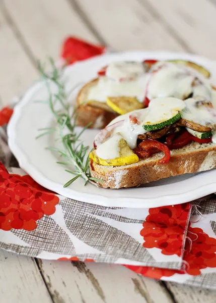 roasted vegetable sandwiches in a baking dish
