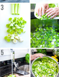 step by step photos of cleaning leeks