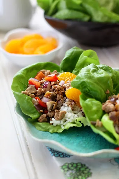 asian ground chicken lettuce wraps