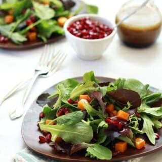 butternut squash, pomegranate and roquefort salad