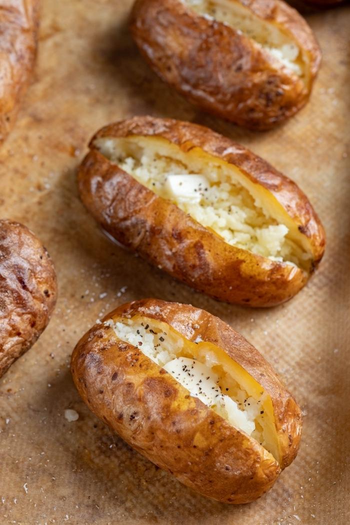 baked potatoes with butter