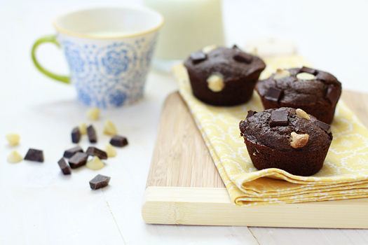 triple chocolate banana muffins