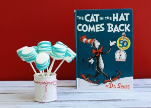 celebrate dr seuss birthday cat in the hat marshmallow pops