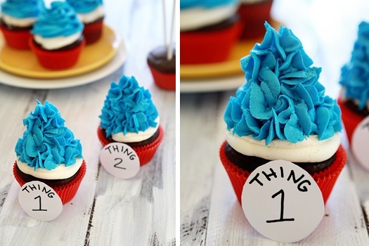 dr seuss party thing 1 thing 2 cupcakes
