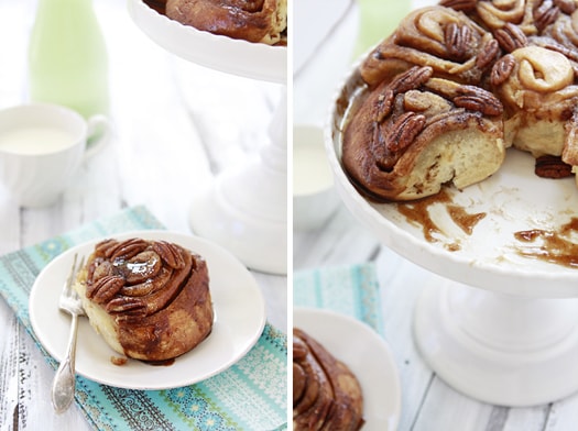 photo of pecan rolls on a white plate