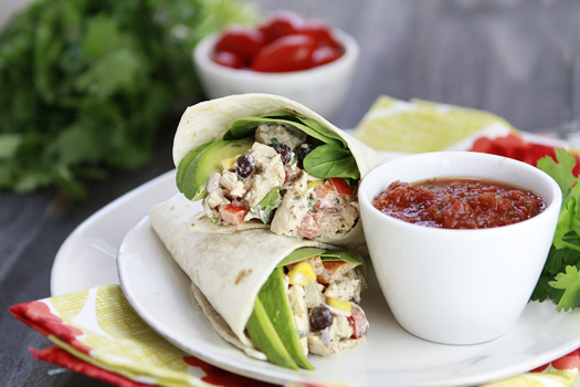 photo of a recipe for southwest chicken salad wrap