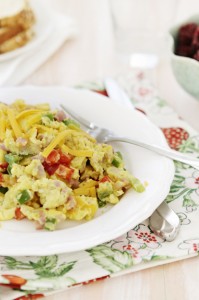 egg scramble with ham and pepper