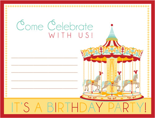 free printable carnival birthday party invitation