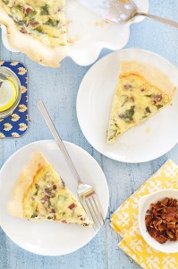 Chard Bacon and Gouda Quiche