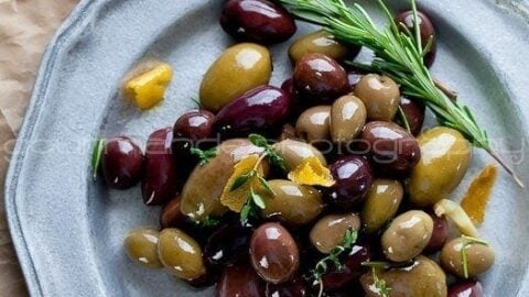 Herb and Garlic Marinated Olives - Easy Appetizer Recipe