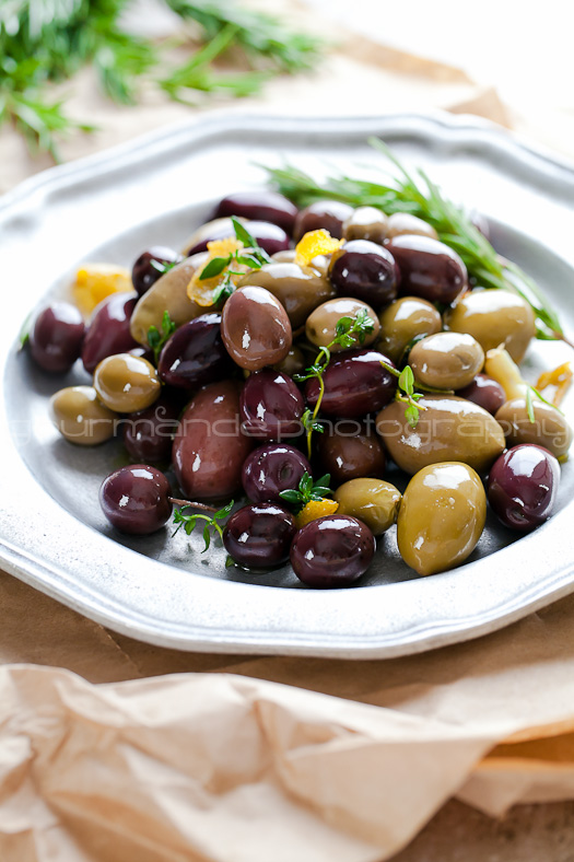 marinated olives on a plate