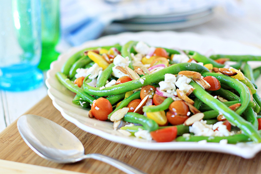 green beans with feta and almonds