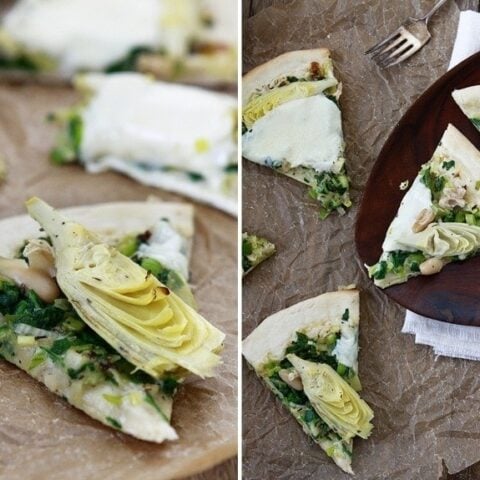 Artichoke Spinach Pizza with White Beans